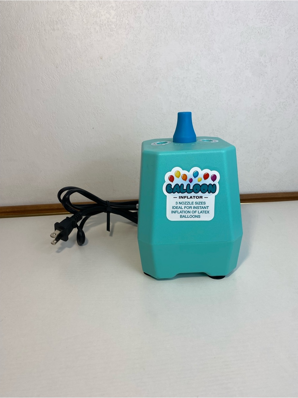 7" Blue Electric Balloon Inflator, with Extendable Tip and Balloon Knotter